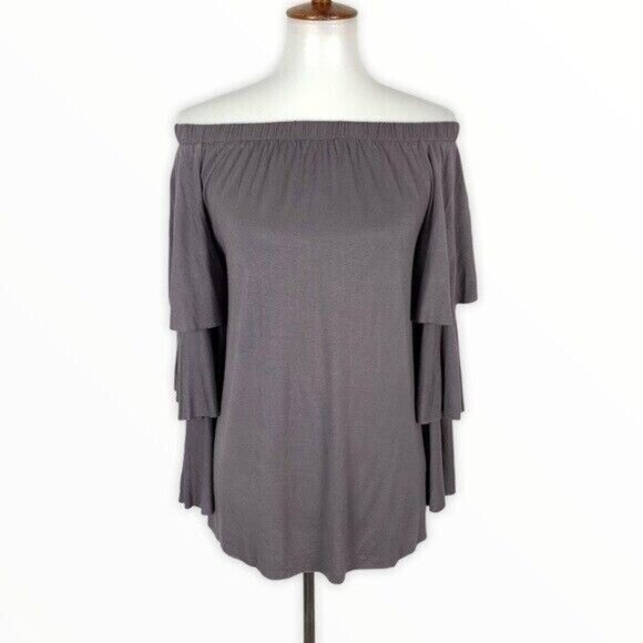 Soft Surroundings Tunic Top XS Gray Flowy Layered Boho Cottagecore Chic - Picture 1 of 7